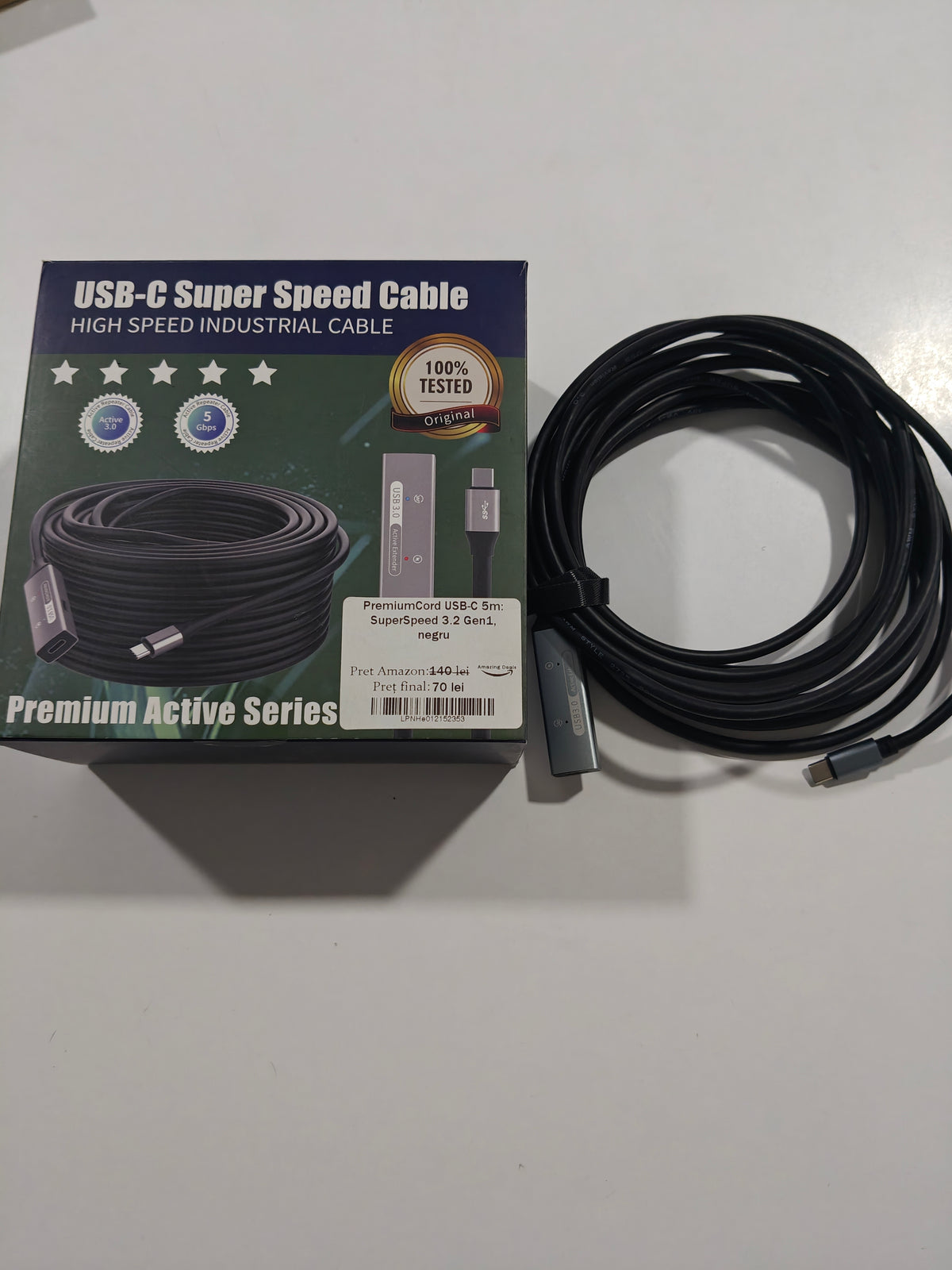 Cablu Premium Cors USB-C 5m ,SuperSpeed 3.2 Gen1