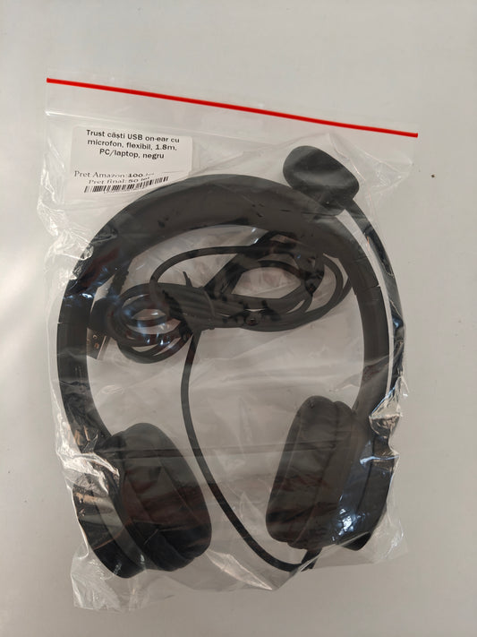 Trust - Căști USB On-Ear cu microfon 1.8m PC/Laptop