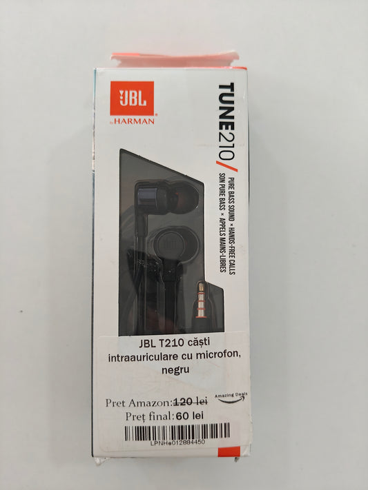 Căști JBL T210 in-Ear ,cu microfon , Jack 3.5mm