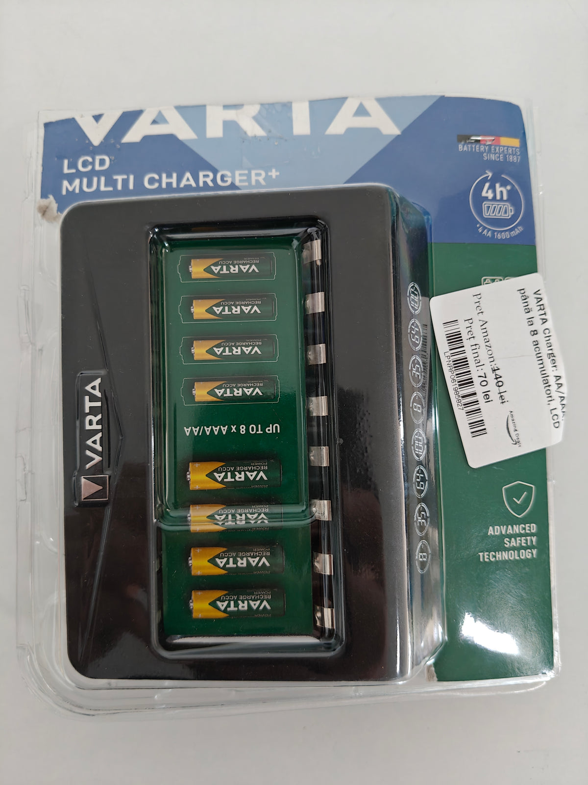 Varta - Încărcător de Baterii AA/AAA ,până la 8 baterii , Ecran LCD