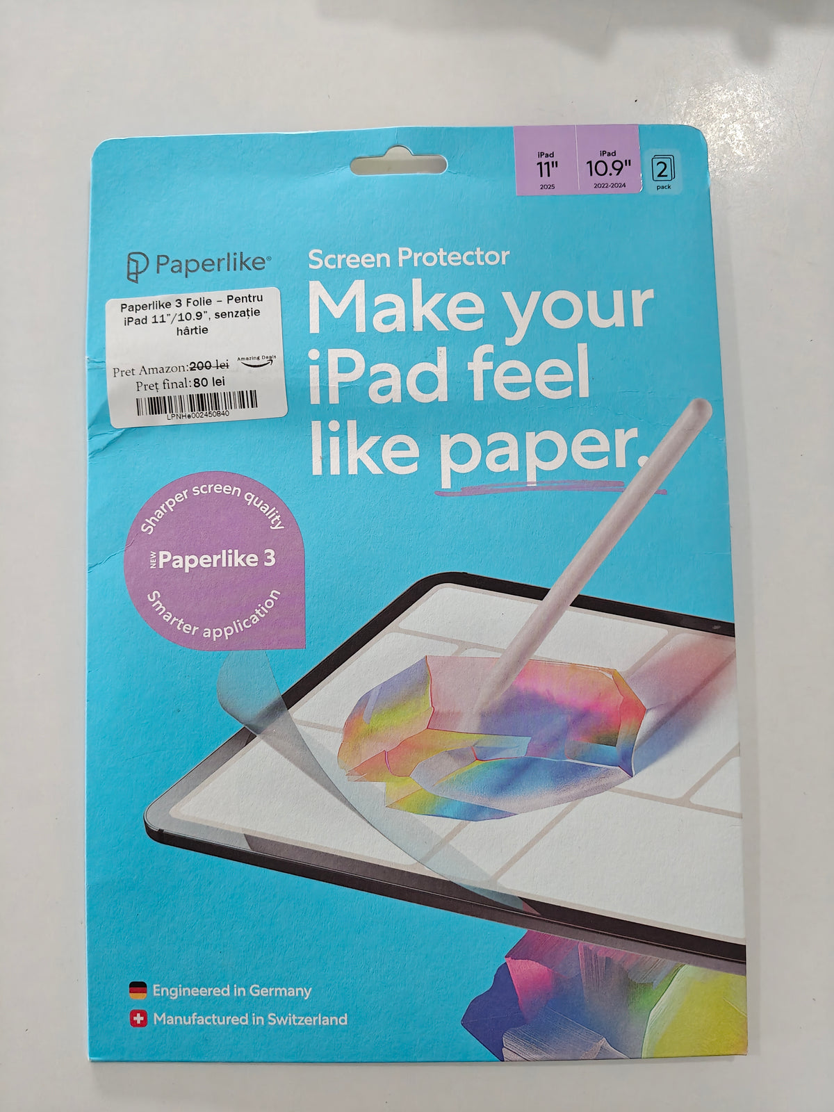 Paperlike 3 - folie pentru iPad 11"/10.9" ,senzație hârtie