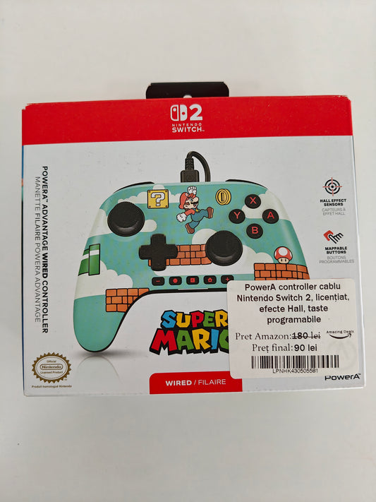 PowerA Controller Nintendo Switch 2 cu cablu, Efecte Hall ,taste Programabile