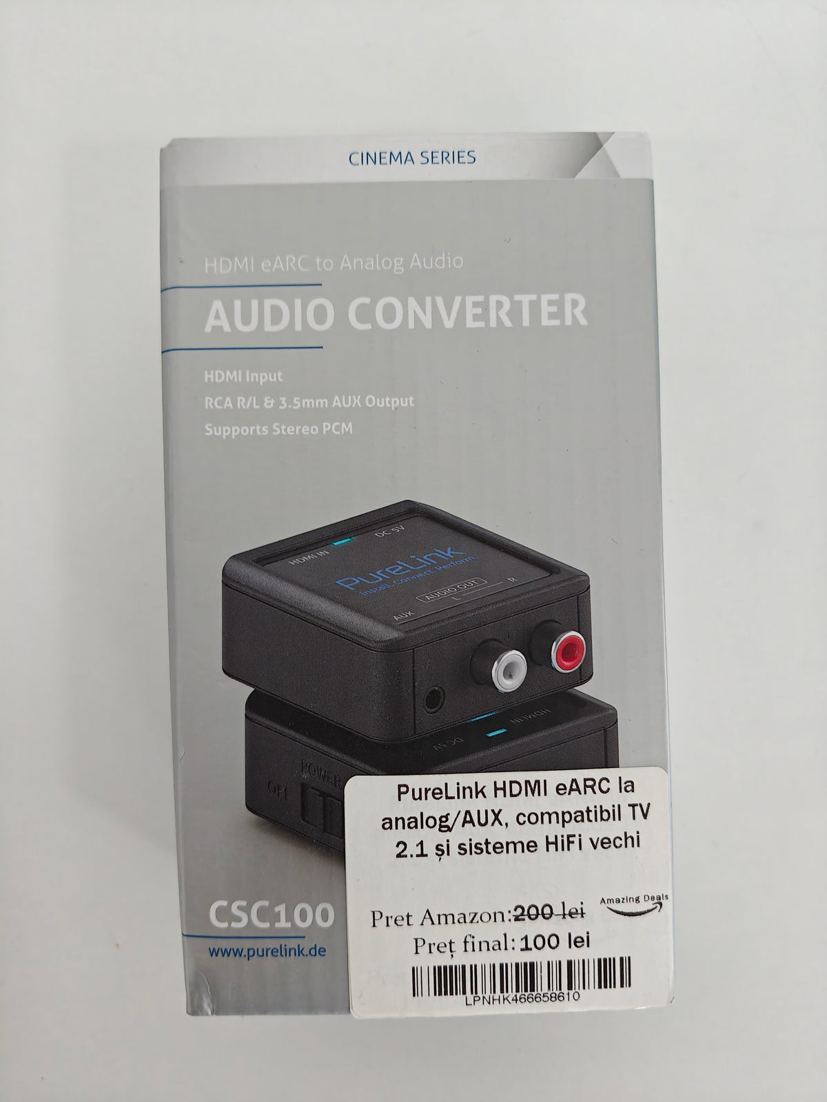 PureLink HDMI eARC la analog/AUX ,compatibil TV 2.1 și sisteme HiFi vechi