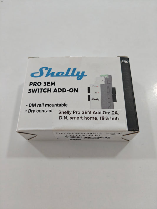 Shelly Pro 3EM Add-On: 2A, DIN Smart home ,fără hub