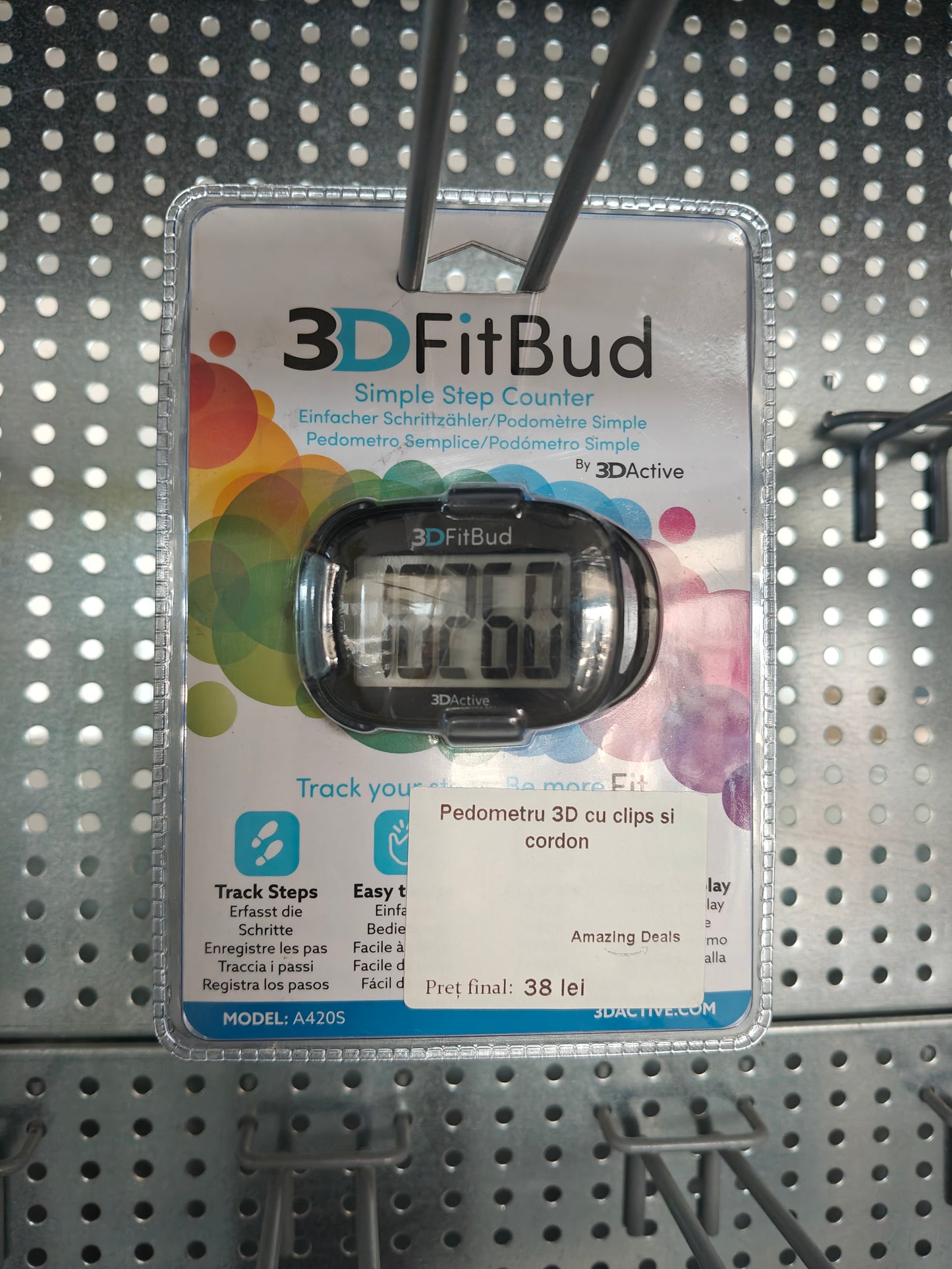 Pedometru 3D cu clips și cordon