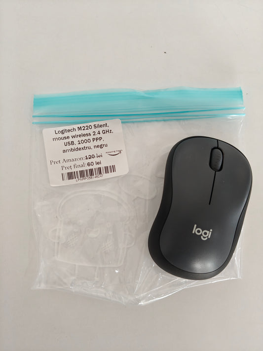 Logitech M220 Silent, mouse wireless ,Ambidextru