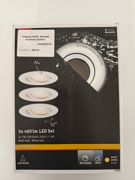 Paulmann 92898 - Kit lumini încastrările LED Nova (3 becuri și doar 1 suport)