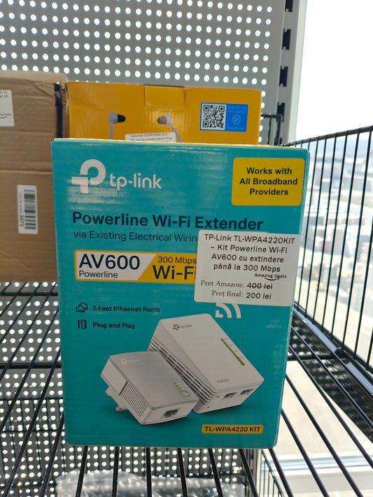Kit Powerline Extender, TP-Link TL-WPA4220KIT, până la 300 Mbps