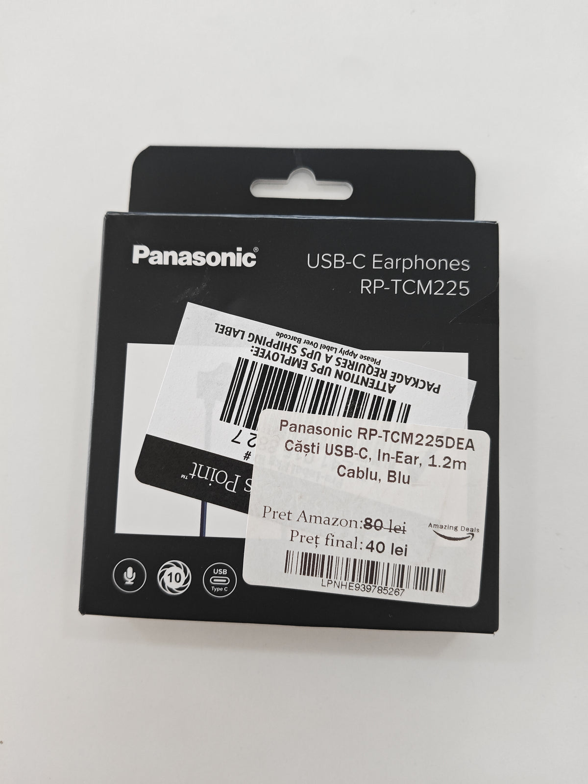 Căști Panasonic RP-TCM225DEA in-Ear cu microfon ,conector USB-C