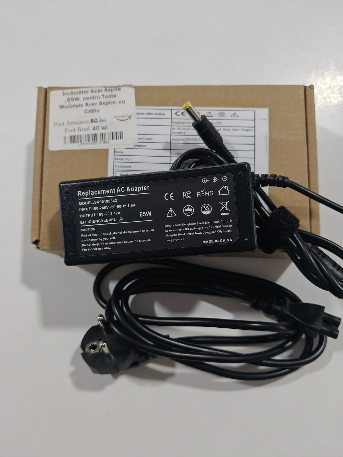 Încărcător Laptop Acer Aspire 65W