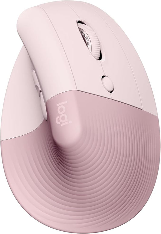 Logitech Lift, mouse ergonomic wireless,roz
