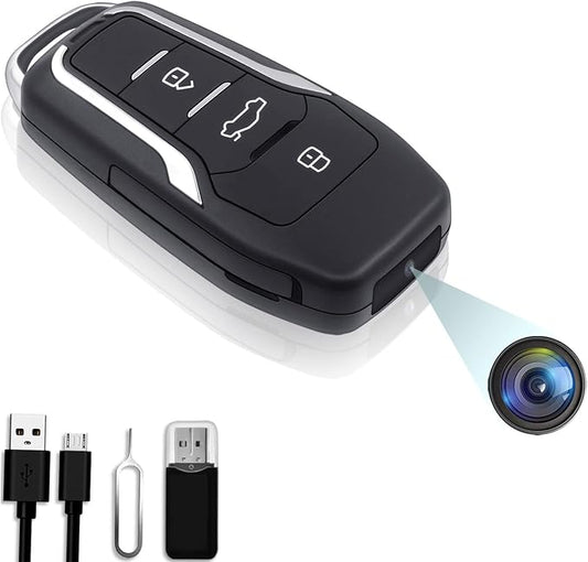 OTADUG - Cameră spion ascunsă ,cheie auto, 1080p ,detecție mișcare ,6h baterie ,64GB