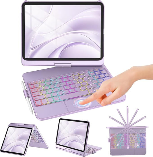 KBCASE - Tastatura iPad 10/11 gen, rotire 360°, iluminare cu 7 culori ,Touchpad