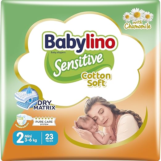 Pampers Babylino Sensitive, Material bumbac, mărimea 2, 3-6kg ,23 buc
