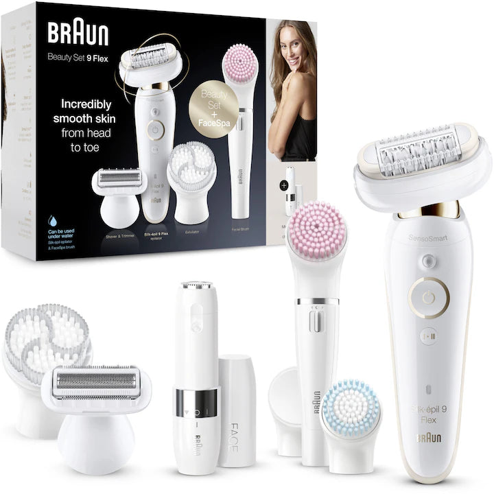 Braun Silk-Epil 9 Flex Beauty Set + Face Spa - Epilator electric ,exfoliator