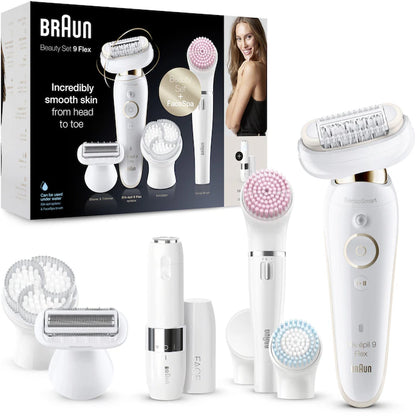 Braun Silk-Epil 9 Flex Beauty Set + Face Spa - Epilator electric ,exfoliator