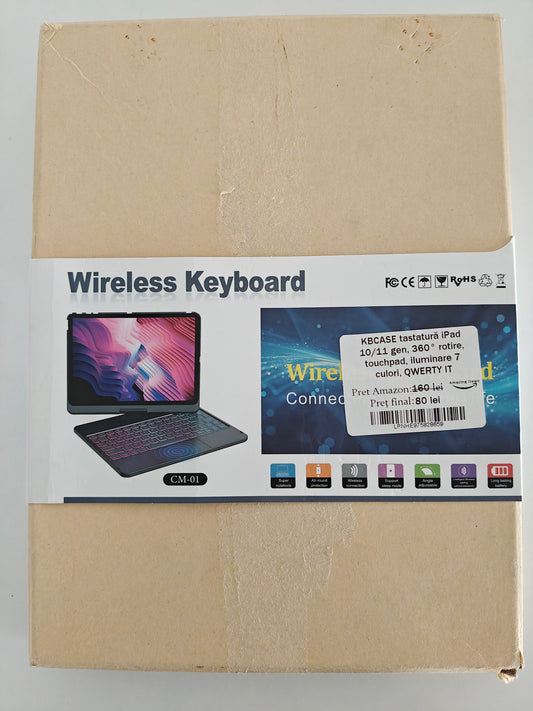 KBCASE - Tastatura iPad 10/11 gen, rotire 360°, iluminare cu 7 culori ,Touchpad