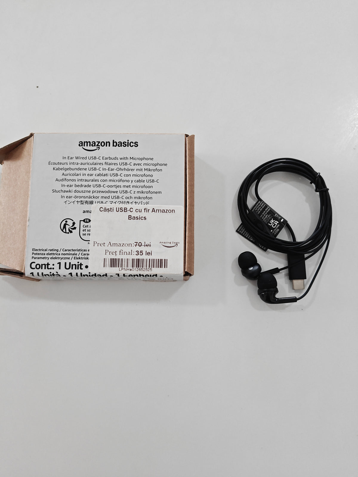 Căști cu Fir USB-C ,Amazon Basics
