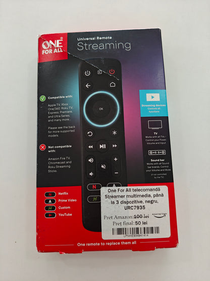 One for All URC7935 - Telecomanda Universală Streamer ,Multimedia ,3 dispozitive