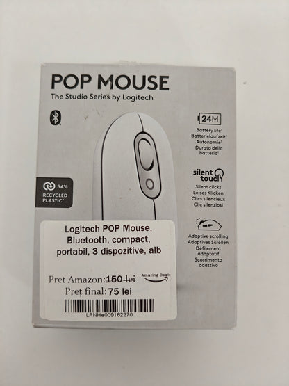 Logitech POP - Mouse Bluetooth compact, 3 dispozitive