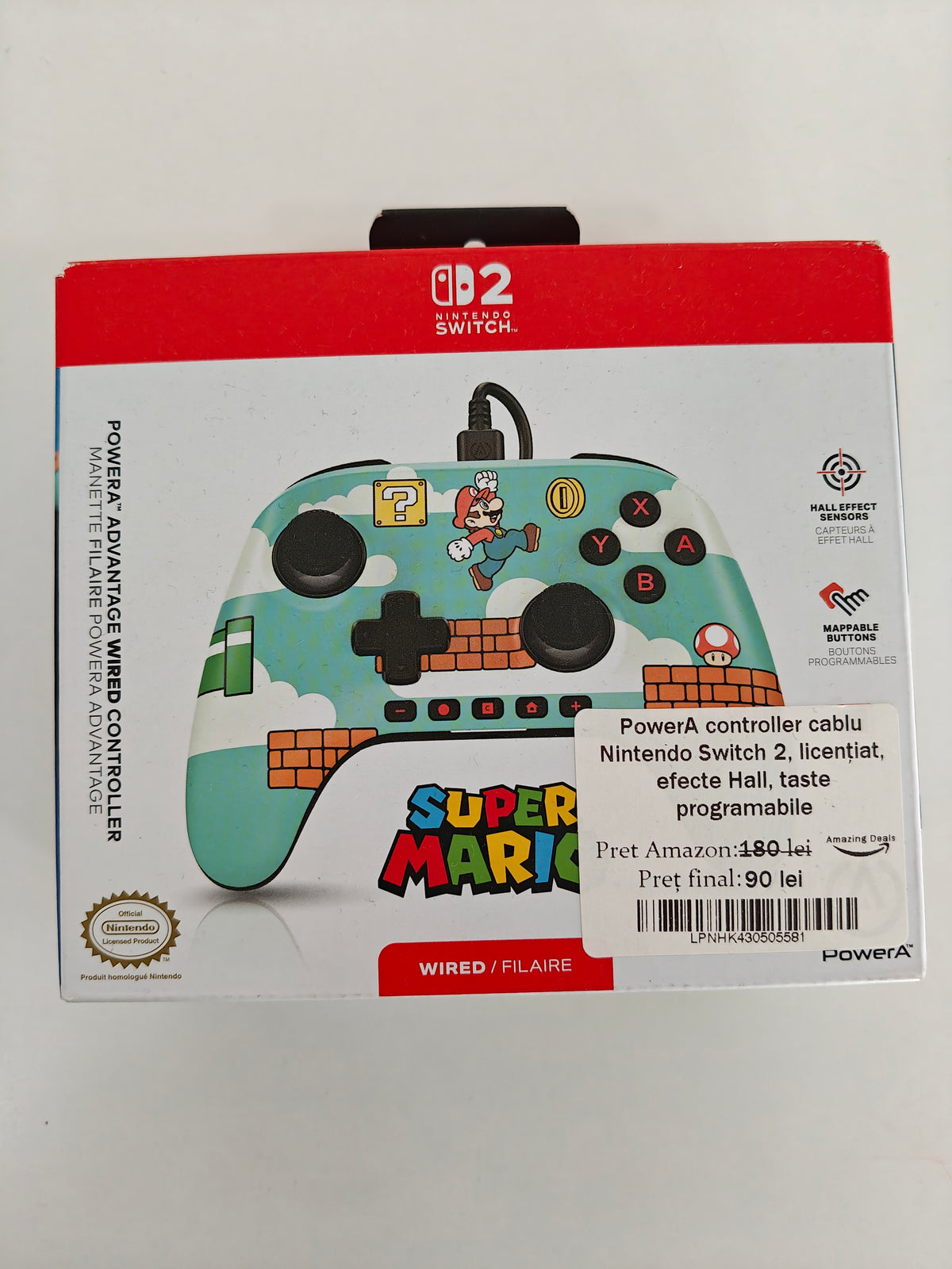 PowerA Controller Nintendo Switch 2 cu cablu, Efecte Hall ,taste Programabile