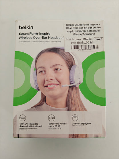 Belkin SoundForm Inspire - Căști Wireless cu microfon, pentru copii