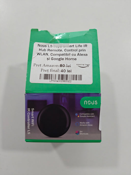 NOUS L5 Tuya Smart Life IR Hub remote control prin WLAN ,compatibil cu Alexa și Google Home