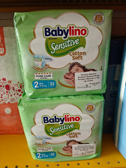 Pampers Babylino Sensitive, Material bumbac, mărimea 2, 3-6kg ,23 buc