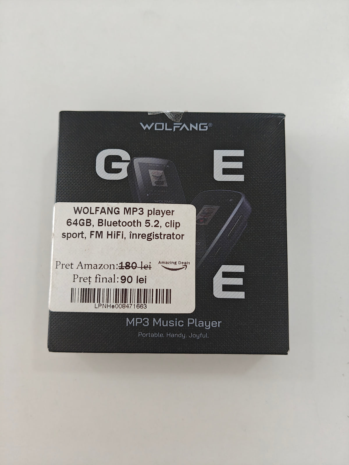 WOLFANG MP3 Player 64GB ,Bluetooth 5.2, clip sportiv ,FM, mini
