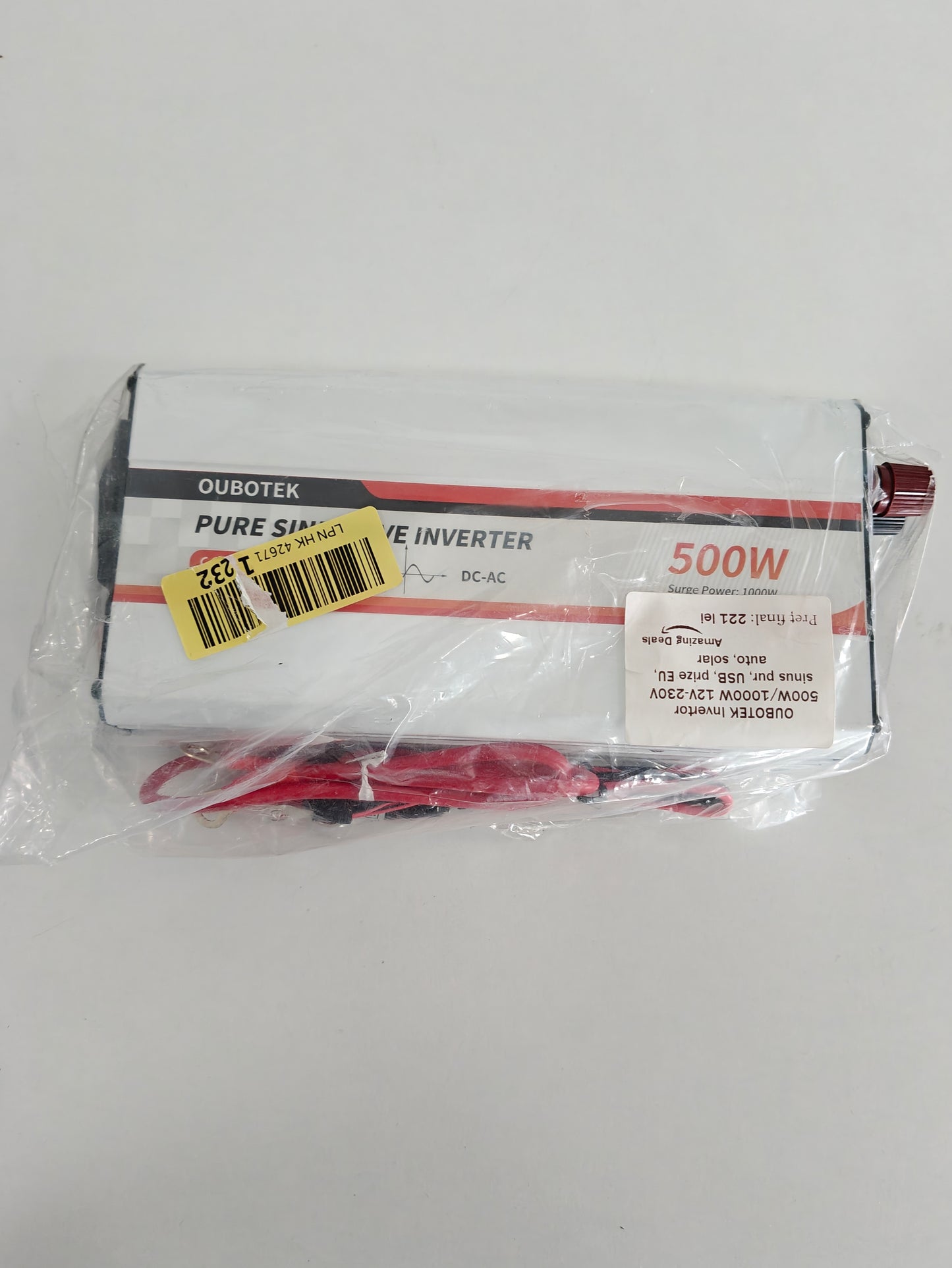 OUBOTEK, Invertor Auto 500W/1000W 12V-230V ,Sinus Pur, USB