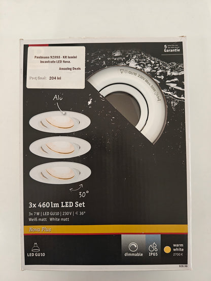 Paulmann 92898 - Kit lumini încastrările LED Nova (3 becuri și doar 1 suport)