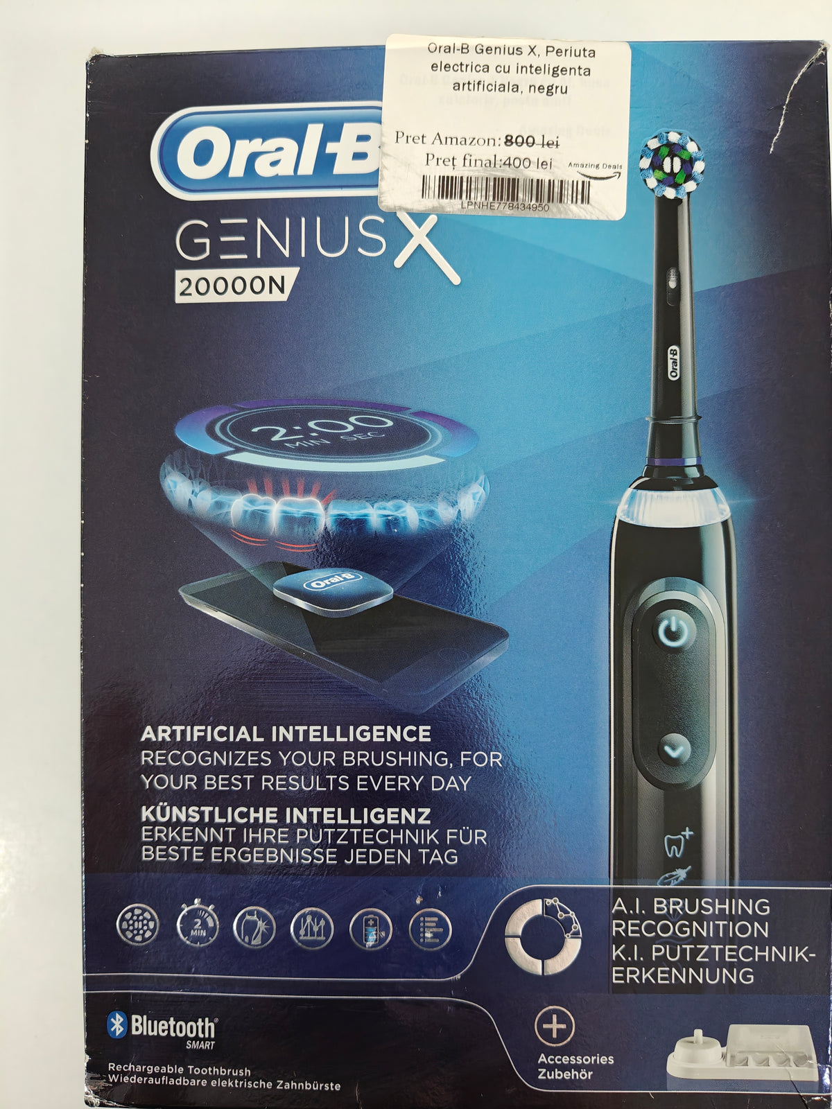 Oral-B Genius X 20000N - Periuță Electrică cu inteligență artificială, Cap de periat inclus