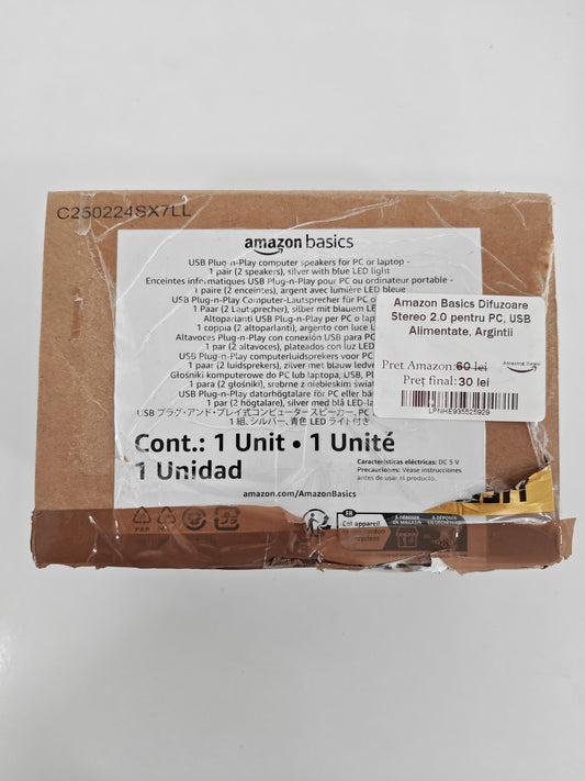 Amazon Basics - Difuzoare Stereo 2.0 pentru PC, alimentare USB