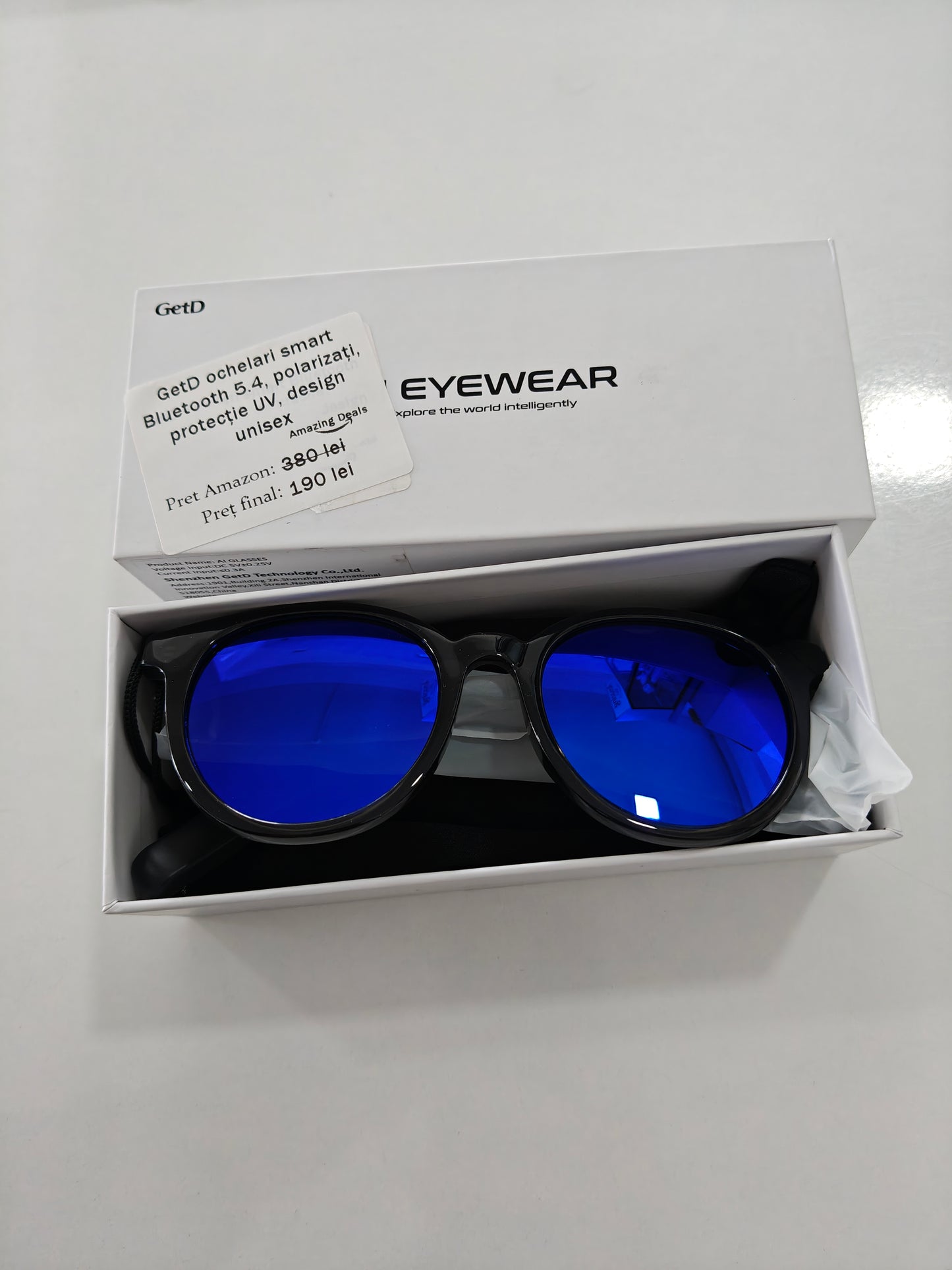 GetD Ochelari Smart Bluetooth, Polarizare, Protecție UV