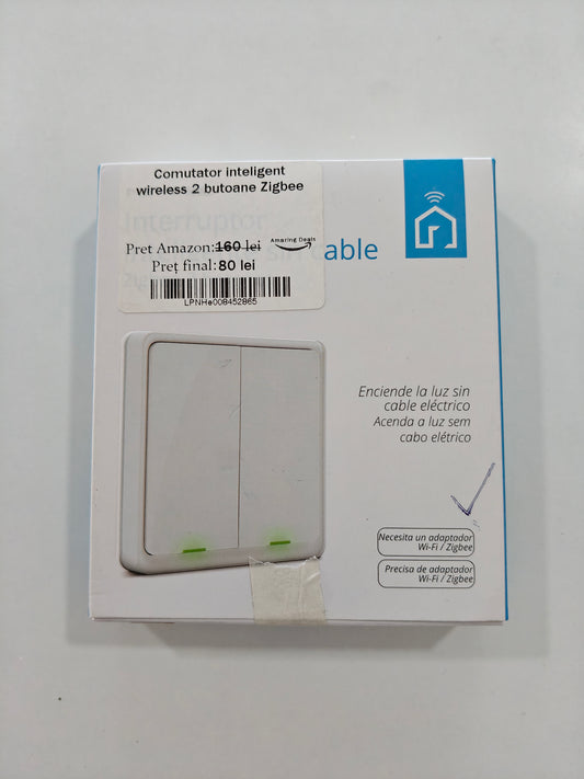 Comutator inteligent Wireless ,2 butoane, ZigBee