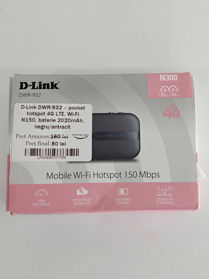 D-Link DWR-932 4G LTE - Router/Hotspot de internet portabil