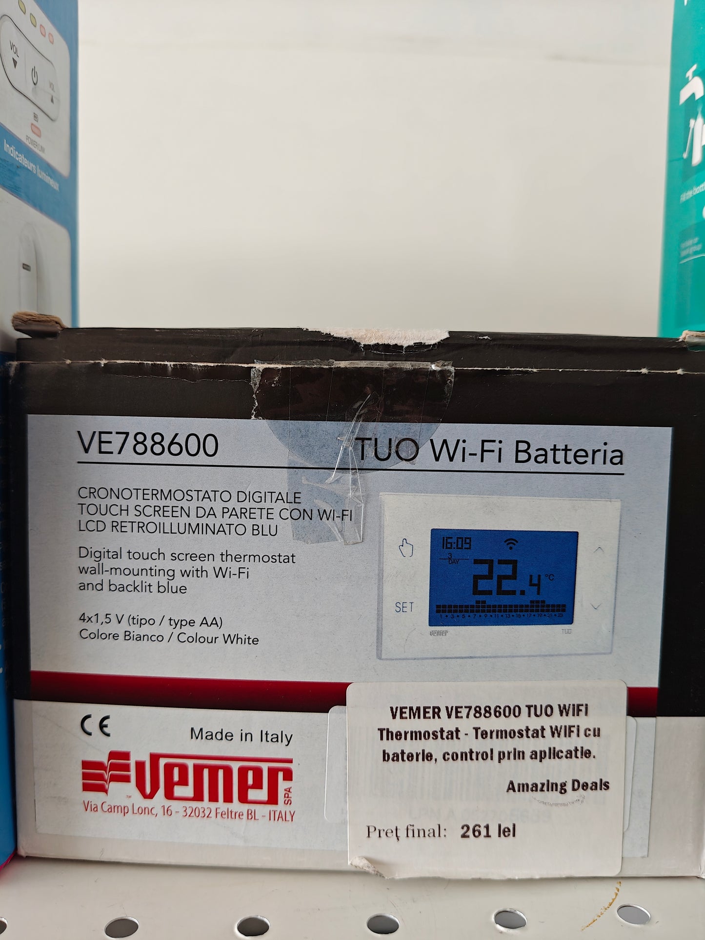 Termostat WiFi cu Aplicație, VEMER VE788600 ,cu Baterie