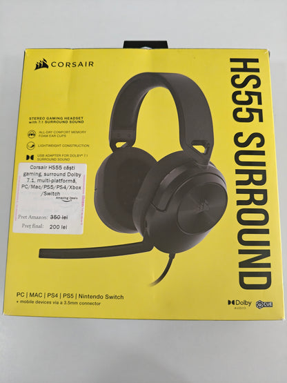 Corsair HS55 , Căști Gaming Surround Dolby ,PC/PS4/PS5/XBOX